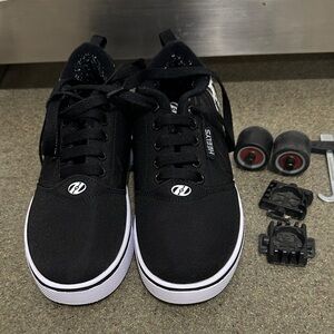 Heelys Black and White Skate Shoes with Wheels 5Y